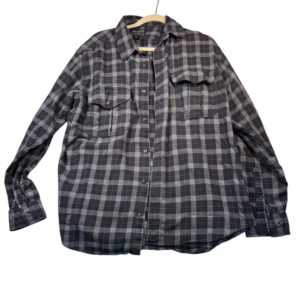 Filson Gray and Black Plaid Button-Down Shirt